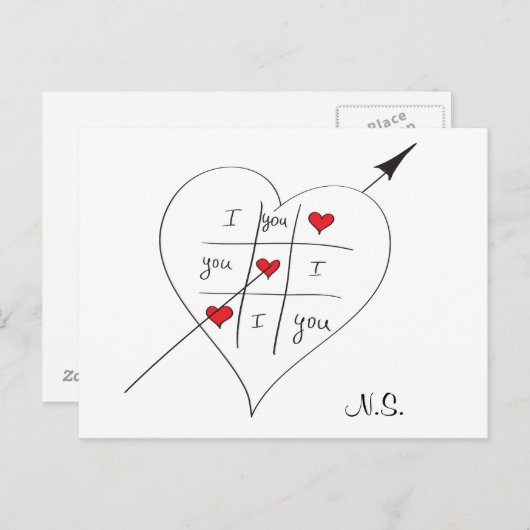 Tic Tac Love Toe Briefkaart (Voorkant / Achterkant)
