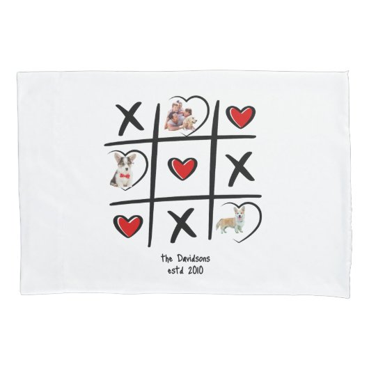Tic-Tac-Toe Familiekussen Met Foto'S Kussensloop (Voorkant)