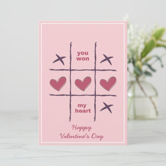 Tic-Tac-Toe Funny Valentijnsdag Feestdagenkaart (Staand voorkant)
