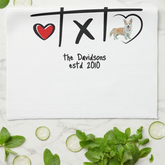 Tic-Tac-Toe gepersonaliseerde foto Theedoek (Gevouwen)