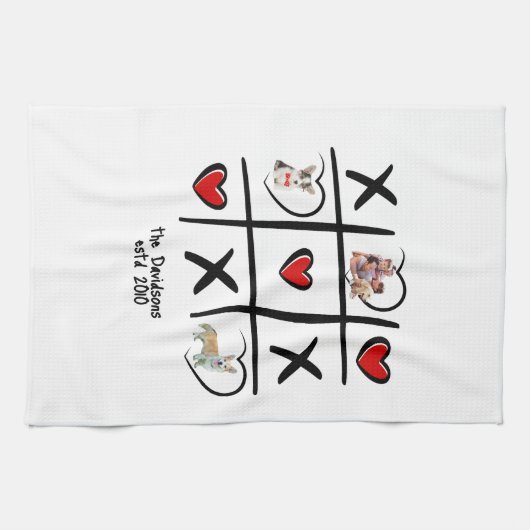 Tic-Tac-Toe gepersonaliseerde foto Theedoek (Horizontaal)