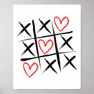 Tic-Tac-Toe Hearts and Crosses Valentijnsdag Poster
