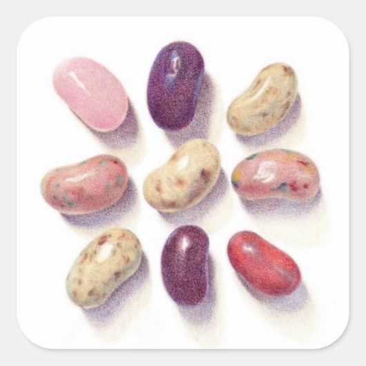 TIC TAC TOE JELLY BEANS Large Square Stickers (Voorkant)