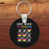 Tic Tac Toe Liefde Wint LGBTQ Panseksuele Trots Sleutelhanger (Voorkant)