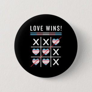 Tic Tac Toe Liefde Wint LGBTQ Transgender Trots Ronde Button 5,7 Cm