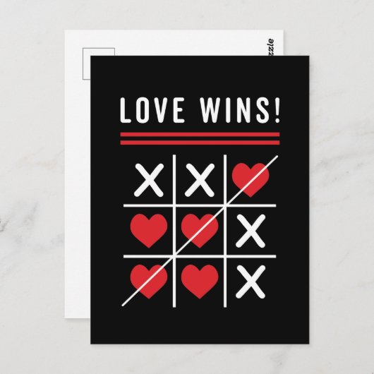 Tic Tac Toe Liefde Wint Verjaardag Valentijnsdag Briefkaart (Voorkant / Achterkant)