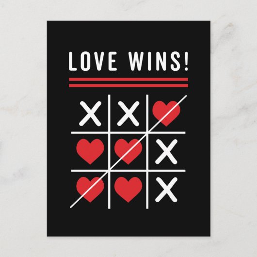 Tic Tac Toe Liefde Wint Verjaardag Valentijnsdag Briefkaart (Voorkant)