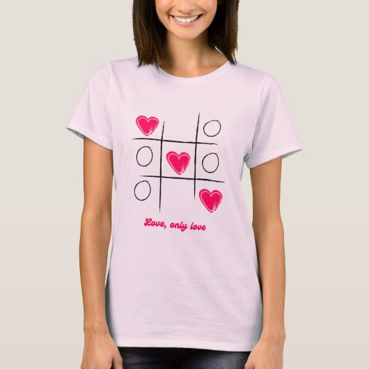Tic-Tac-Toe Love T-Shirt - Schattige Valentijnsdag (Voorkant)