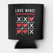 Tic Tac Toe Love Wins Birthday Valentijnsdag Blikjeskoeler (Voorkant)