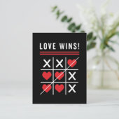 Tic Tac Toe Love Wins Birthday Valentijnsdag Briefkaart (Staand voorkant)
