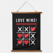 Tic Tac Toe Love Wins Birthday Valentijnsdag Hangend Wandkleed (Voorkant)