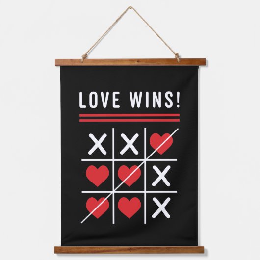 Tic Tac Toe Love Wins Birthday Valentijnsdag Hangend Wandkleed (Voorkant)