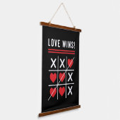 Tic Tac Toe Love Wins Birthday Valentijnsdag Hangend Wandkleed (Gebogen)
