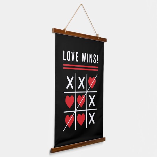 Tic Tac Toe Love Wins Birthday Valentijnsdag Hangend Wandkleed (Gebogen)
