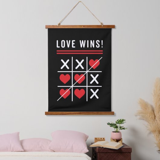 Tic Tac Toe Love Wins Birthday Valentijnsdag Hangend Wandkleed (Slaapkamer)