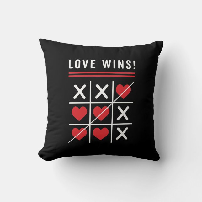 Tic Tac Toe Love Wins Birthday Valentijnsdag Kussen (Voorkant)
