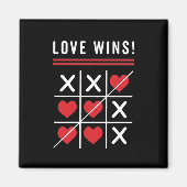 Tic Tac Toe Love Wins Birthday Valentijnsdag Magneet (Voorkant)