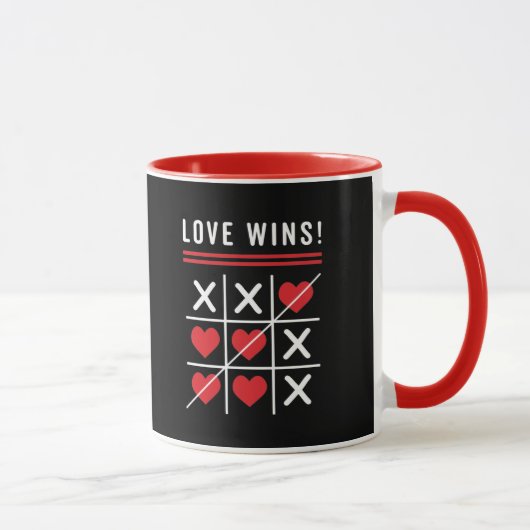 Tic Tac Toe Love Wins Birthday Valentijnsdag Mok (Rechts)