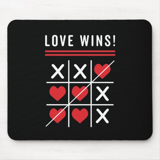 Tic Tac Toe Love Wins Birthday Valentijnsdag Muismat (Voorkant)