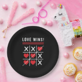 Tic Tac Toe Love Wins Birthday Valentijnsdag Papieren Bordje (Feest)