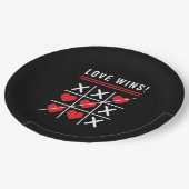 Tic Tac Toe Love Wins Birthday Valentijnsdag Papieren Bordje (Gekanteld)
