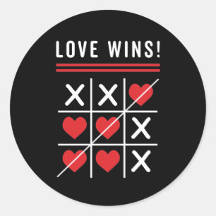 Tic Tac Toe Love Wins Birthday Valentijnsdag Ronde Sticker