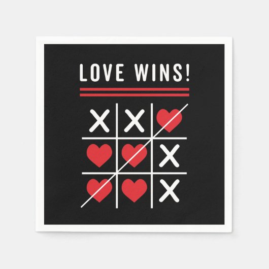 Tic Tac Toe Love Wins Birthday Valentijnsdag Servet (Voorkant)