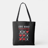 Tic Tac Toe Love Wins Birthday Valentijnsdag Tote Bag (Achterkant)