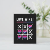 Tic Tac Toe Love Wins LGBTQ Bisexual Pride Briefkaart (Staand voorkant)