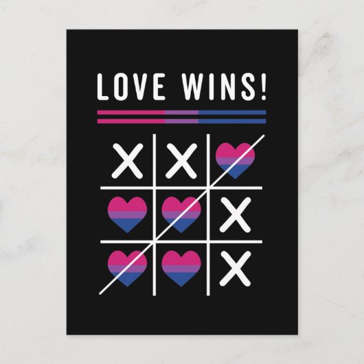 Tic Tac Toe Love Wins LGBTQ Bisexual Pride Briefkaart (Voorkant)