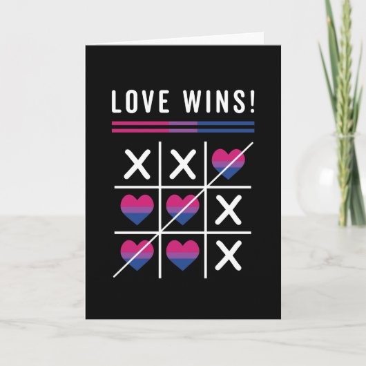 Tic Tac Toe Love Wins LGBTQ Bisexual Pride Kaart (Voorkant)