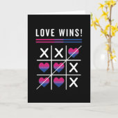 Tic Tac Toe Love Wins LGBTQ Bisexual Pride Kaart (Gele Bloem)