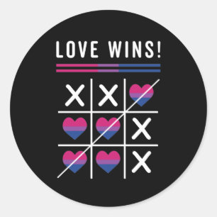 Tic Tac Toe Love Wins LGBTQ Bisexual Pride Ronde Sticker
