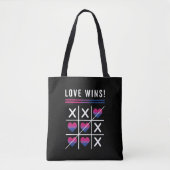 Tic Tac Toe Love Wins LGBTQ Bisexual Pride Tote Bag (Voorkant)