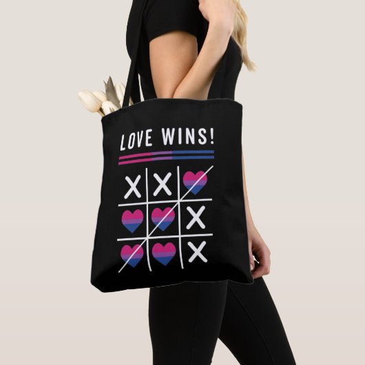 Tic Tac Toe Love Wins LGBTQ Bisexual Pride Tote Bag (Dichtbij)
