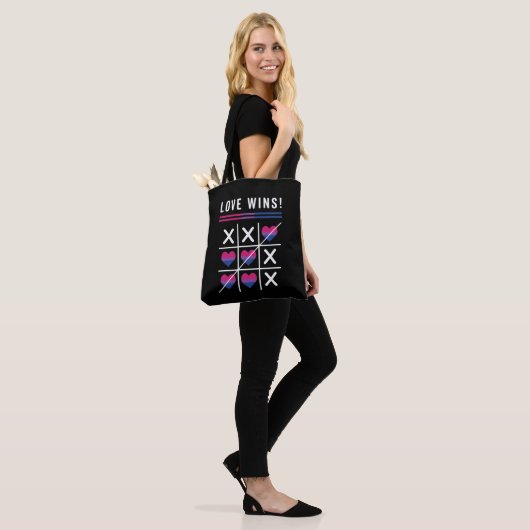 Tic Tac Toe Love Wins LGBTQ Bisexual Pride Tote Bag (Op model)