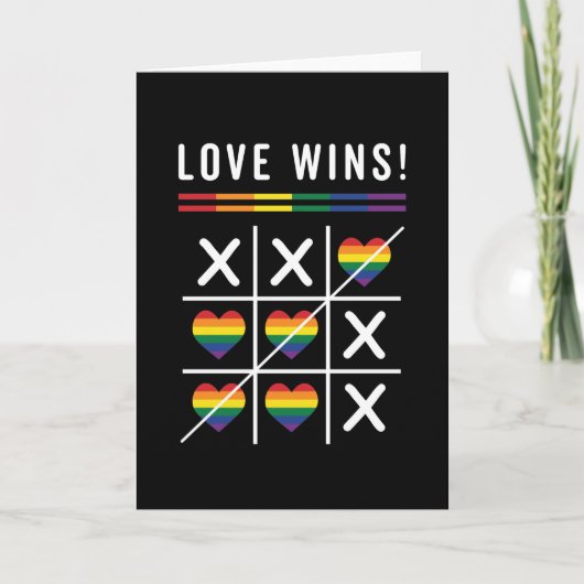 Tic Tac Toe Love Wins LGBTQ Gay Pride Kaart (Voorkant)