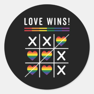 Tic Tac Toe Love Wins LGBTQ Gay Pride Ronde Sticker
