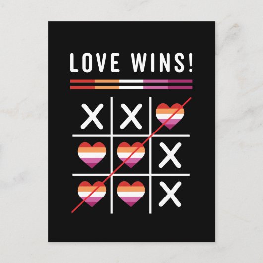 Tic Tac Toe Love Wins LGBTQ Lesbian Pride Briefkaart (Voorkant)