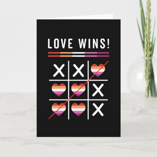 Tic Tac Toe Love Wins LGBTQ Lesbian Pride Kaart (Voorkant)