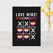 Tic Tac Toe Love Wins LGBTQ Lesbian Pride Kaart (Gele Bloem)