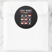 Tic Tac Toe Love Wins LGBTQ Lesbian Pride Ronde Sticker (Tas)