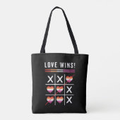Tic Tac Toe Love Wins LGBTQ Lesbian Pride Tote Bag (Achterkant)