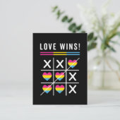 Tic Tac Toe Love Wins LGBTQ Pansexual Pride Briefkaart (Staand voorkant)