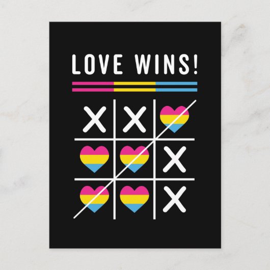 Tic Tac Toe Love Wins LGBTQ Pansexual Pride Briefkaart (Voorkant)