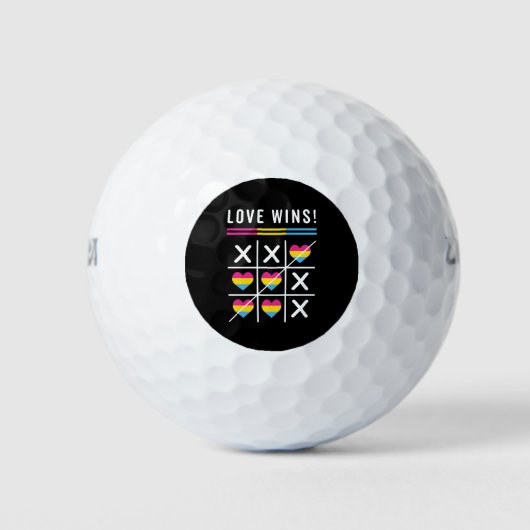 Tic Tac Toe Love Wins LGBTQ Pansexual Pride Golfballen (Voorkant)