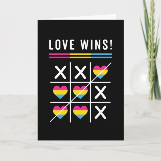 Tic Tac Toe Love Wins LGBTQ Pansexual Pride Kaart (Voorkant)