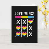 Tic Tac Toe Love Wins LGBTQ Pansexual Pride Kaart (Gele Bloem)
