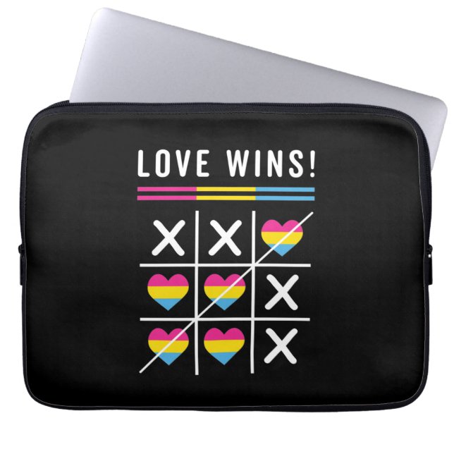 Tic Tac Toe Love Wins LGBTQ Pansexual Pride Laptop Sleeve (Voorkant)