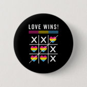 Tic Tac Toe Love Wins LGBTQ Pansexual Pride Ronde Button 5,7 Cm (Voorkant)